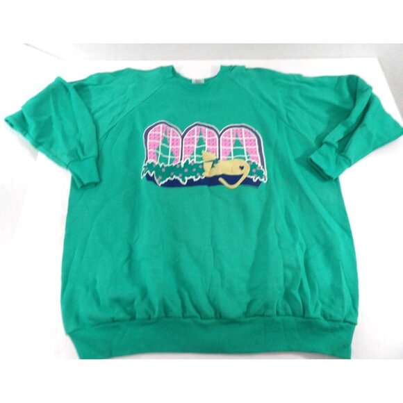 Hugger Tops - Hugger Gopher Activewear Cat Lady Sweat Shirt 3X Green New